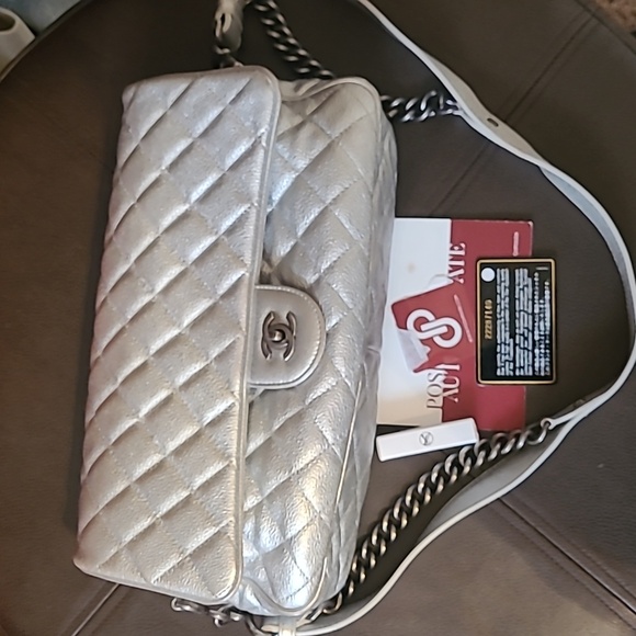 CHANEL Chanel Shoulder Bag Easy Flap Bag Authentic  airline quilted silver bag - Picture 5 of 9
